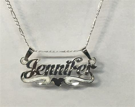 Silver Nameplate Necklace Solid 925 Silver Custom Nameplate Pendant