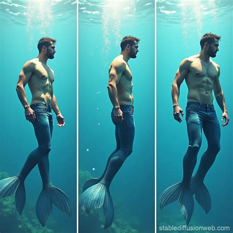 Human Mermaid Transformation Sequence Stable Diffusion Online