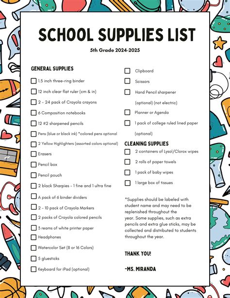 St Anthonys School Oxnard Supply List 2024 2025