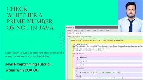 Check Whether Number Is Prime Or Not In Java Prime Number Or Not Java Using Bluej Youtube