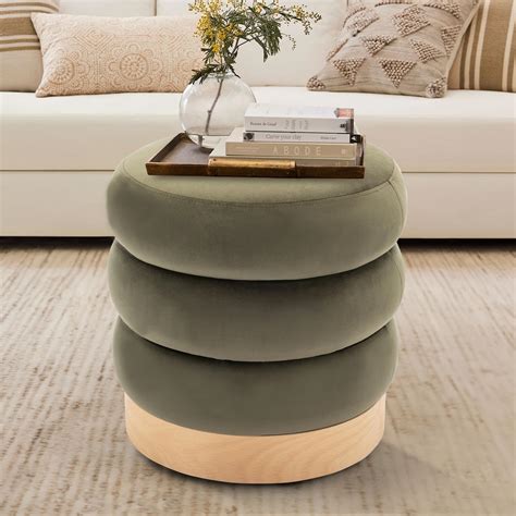 Amazon MAKLAINE Traditional Tufted Decorative Round Ottoman In