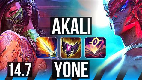 Akali Vs Yone Mid 12 0 2 6 Solo Kills Legendary 700 Games Euw