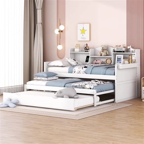 Bellemave Twin Xl Daybed With Storage And 2 Twin Trundles 3 Beds In 1 Sofa Bed Frame Trundle Bed