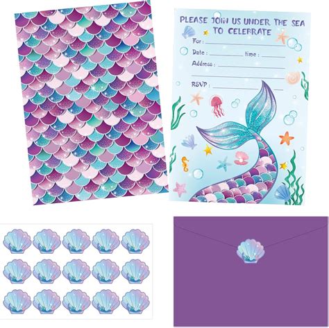 30 Pack Unicorn Party Invitation Cards With Stickers And Envelopes