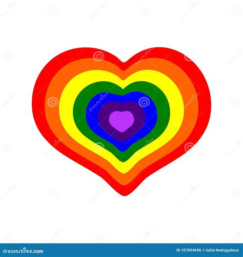 Rainbow Colored Heart On White Background Stock Illustration