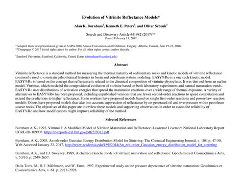 (PDF) Evolution of Vitrinite Reflectance Models