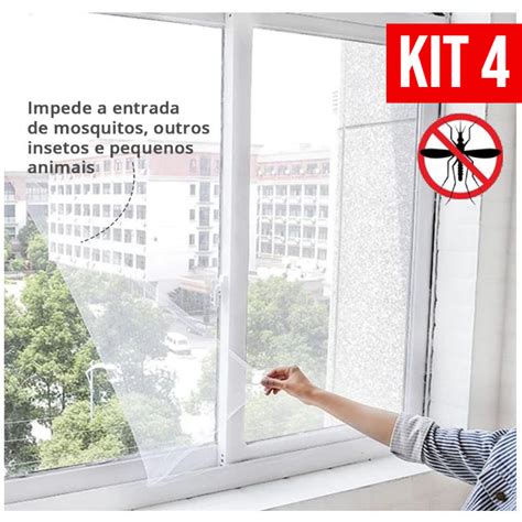 Kit 4 Tela Mosquiteira para Janela Proteção Anti Inseto Pernilongo