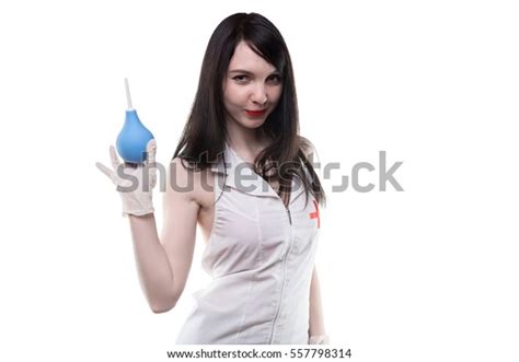 Brunette Nurse Medical Enema Stock Photo Edit Now 557798314