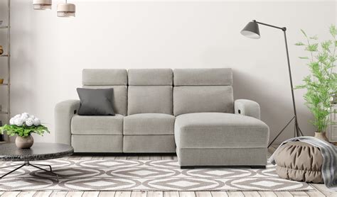 Power Recliner Sofa with Right Arm Chaise, Drop-Down Entertainment Tab ...