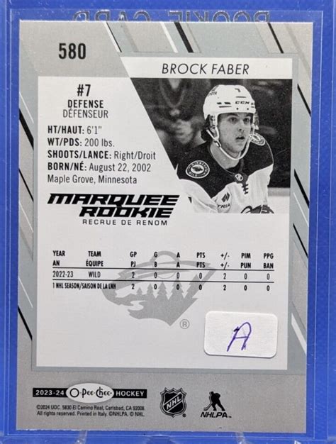 O Pee Chee Marquee Rookie Brock Faber Ebay