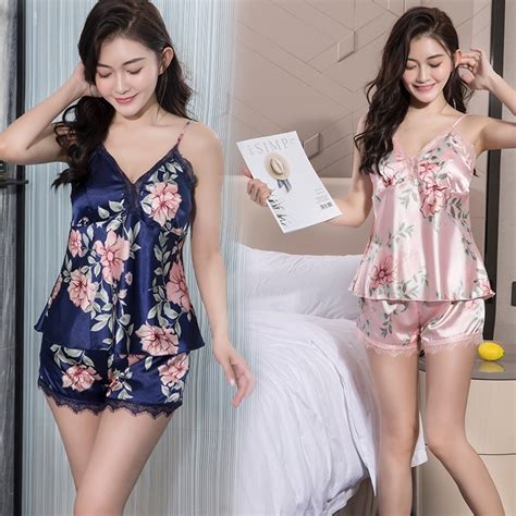Jual Guireen Z Pakaian Lingerie Baju Tidur Wanita Dewasa Lingerie Silk Motif Flower