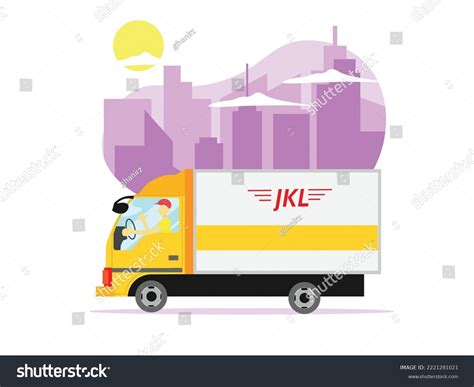 Delivery Man Driving Truck On Way Stock Vector Royalty Free