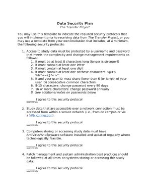 data security plan template  template pdffiller