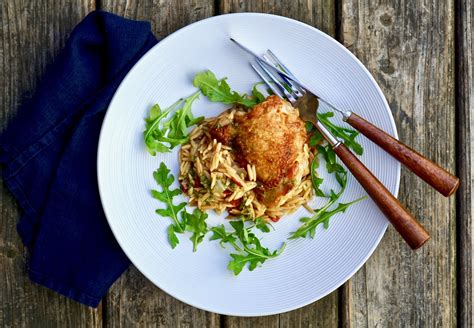 Foodista Recipes Cooking Tips And Food News Skillet Chicken With Orzo And Pesto