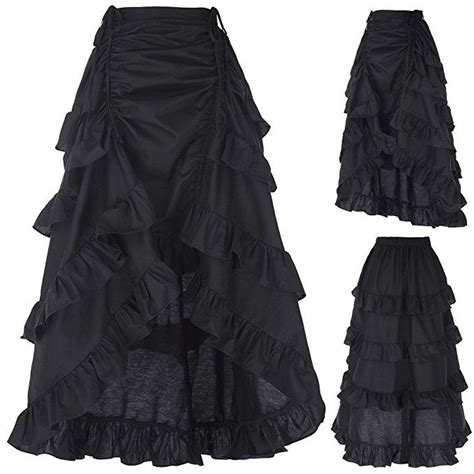 Belle Poque Womens Costume Steampunk Cocktail Party Skirts Black High Low Clothing