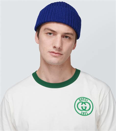 Gucci Logo Ribbed Knit Wool Blend Beanie Gucci
