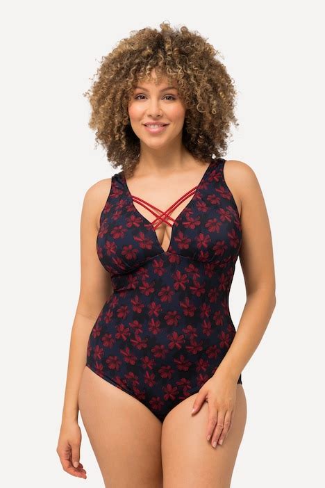 Floral Criss Cross Neckline One Piece Swimsuit Swimsuits Swimwear