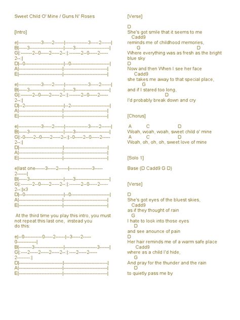 Sweet Child O Mine Chords | String Instruments | Song Structure