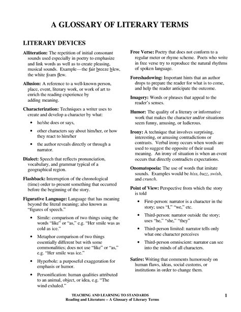 Cpel Different Literary Terms A Glossary Of Literary Terms Literary