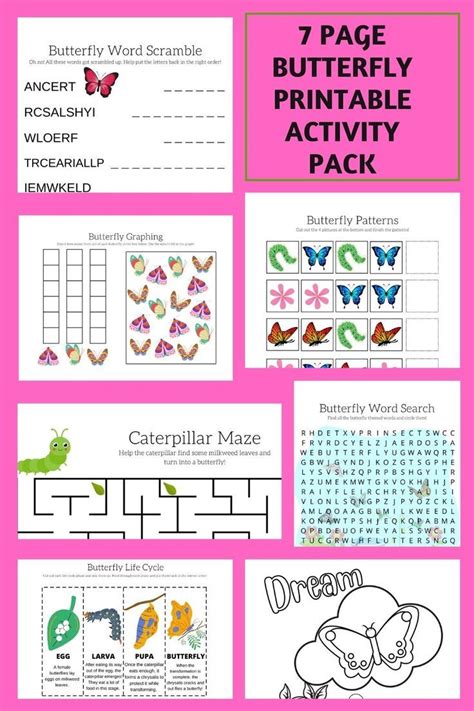 Collage Of Butterfly Printables For Kids With Text Overlay 7 Page
