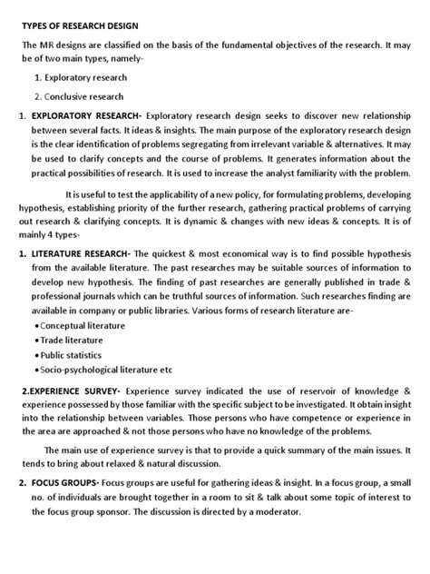 Types of Research Design | PDF | Experiment | Focus Group