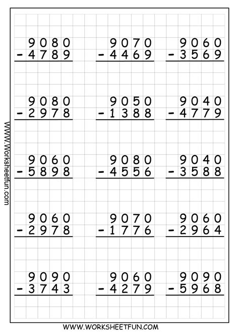 Maths Worksheet Subtraction With Borrowing