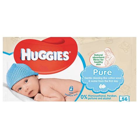 Huggies 56 Wipes Pure Soft Gentle Baby Wipenatural Fibressensitive