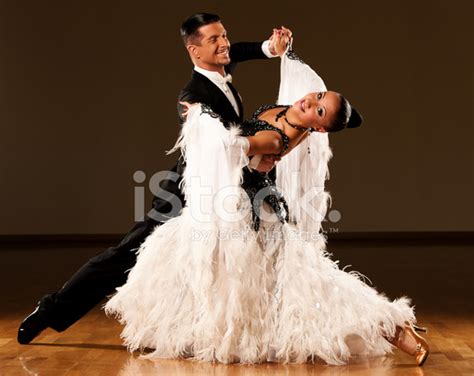 Professional Ballroom Dance Couple Preform An Exhibition Dance Stock ...