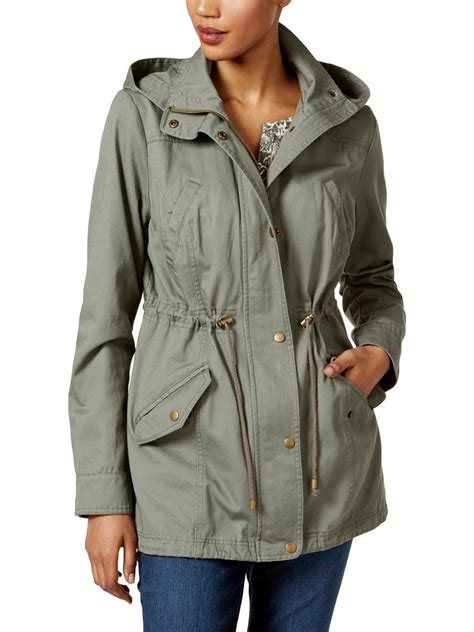 Style And Co Womens Lightweight Hooded Utility Jacket Green Xl