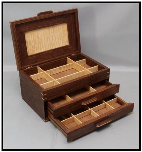 Walnut Curly Maple Drawer Handcrafted Jewelry Box Jewelry Box Diy