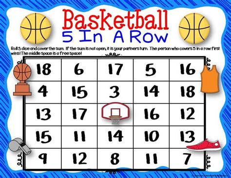 Basketball Math Center Dice Games For K 2nd Special Education And Home