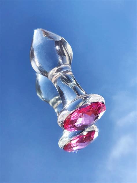 Transparent Glass Anal Cap With Pink Diamond Head Shiny Pink Etsy