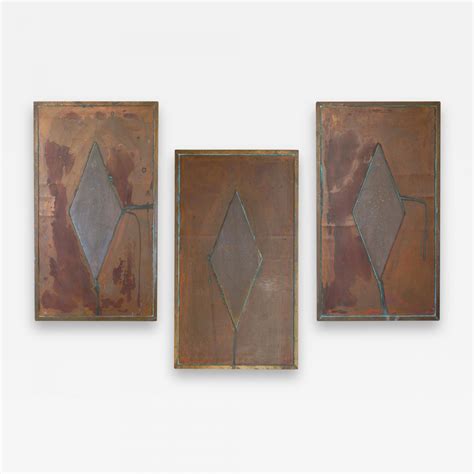 Set Of 3 Decorative Copper And Brass Wall Panels