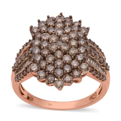 Nat Rlicher Champagner Diamant Ring Silber Ros Gold Vermeil