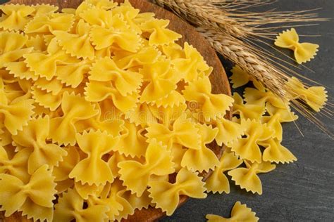 Raw Farfalle Pasta Isolated Yellow Dry Noodles Wheat Bow Macaroni