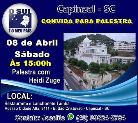 No Dia De Abril Ser Realizada Palestra Em Capinzal Sc Movimento O