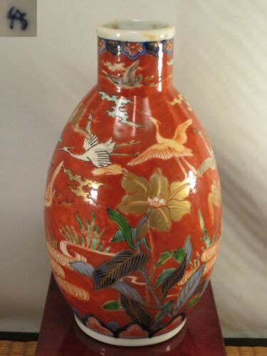 Antique Japanese Arita Imari Fukagawa Koransha Porcelain Bottle Vase