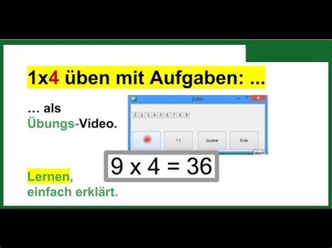 1 mal 4 Wie kann man das EinMalEins lernen durch Üben Hier 1x4