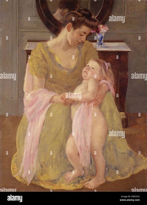 La M Re Et L Enfant Avec Une Charpe Rose Par Mary Cassatt