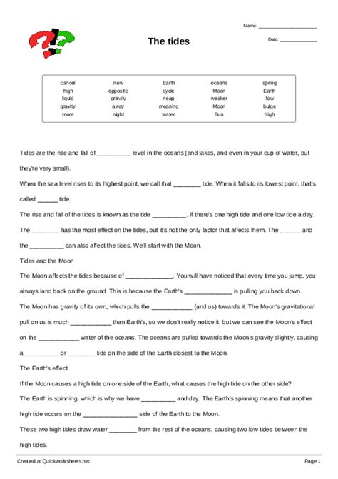 What Causes The Tides Worksheet Answers - prntbl.concejomunicipaldechinu.gov.co