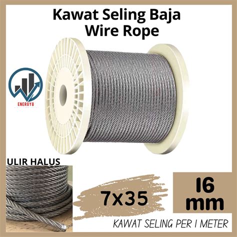 Jual KAWAT SELING BAJA 16mm WIRE ROPE 16mm 7x35 KAWAT BAJA INTI