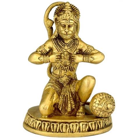 Golden Gold Plated Hanuman Brass Statue For Worship Size Medium At