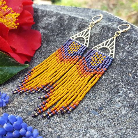 Pin On Seed Bead Fringe Earrings