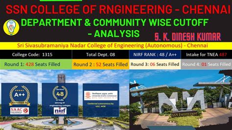 Ssn College Of Engineering Chennai Ssn College Cutoff Placement