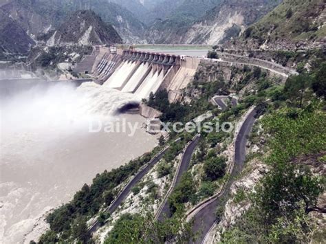 Panoramic view of waterfall in Salal dam at Reasi. -Excelsior/Karandeep