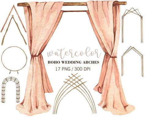 Wedding Watercolor Clipart Boho Wedding Arch Wedding Decor Etsy