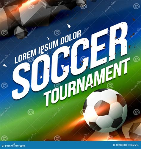 Soccer Tournament Game Poster Flyer Design Background Stock Vector