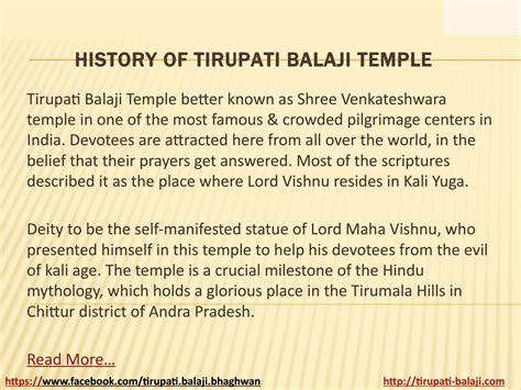 History of Tirupati Balaji Temple by Dinar Kulkarni - Issuu