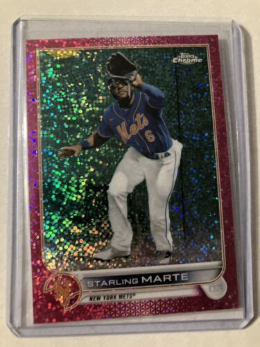 Topps Chrome Starling Marte Magenta Speckle Refractor Parallel Sp