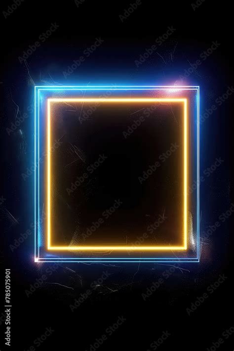 Neon Square Frames Glowing Borders Set Colorful Futuristic Ui Design